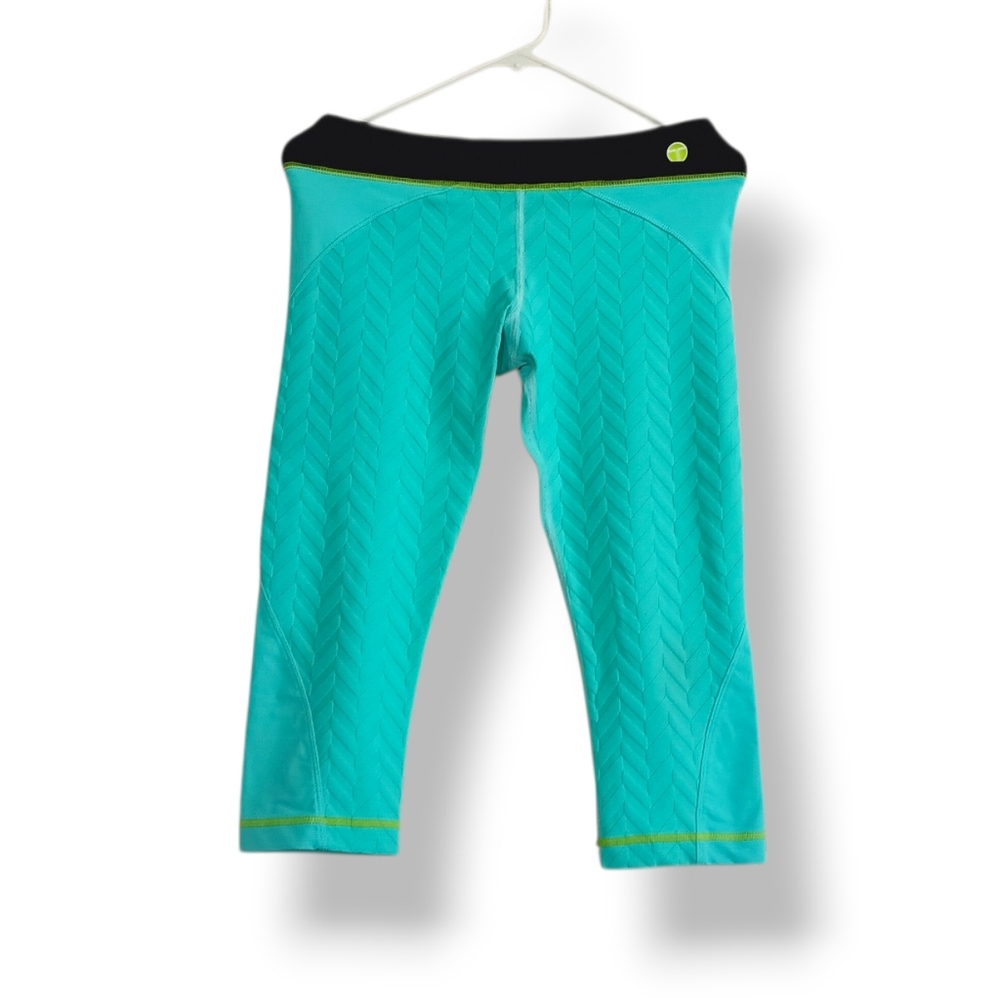 Trina Turk Turquoise Leggings Cropped Capri Activewear Low Rise Stretch Gorp MED